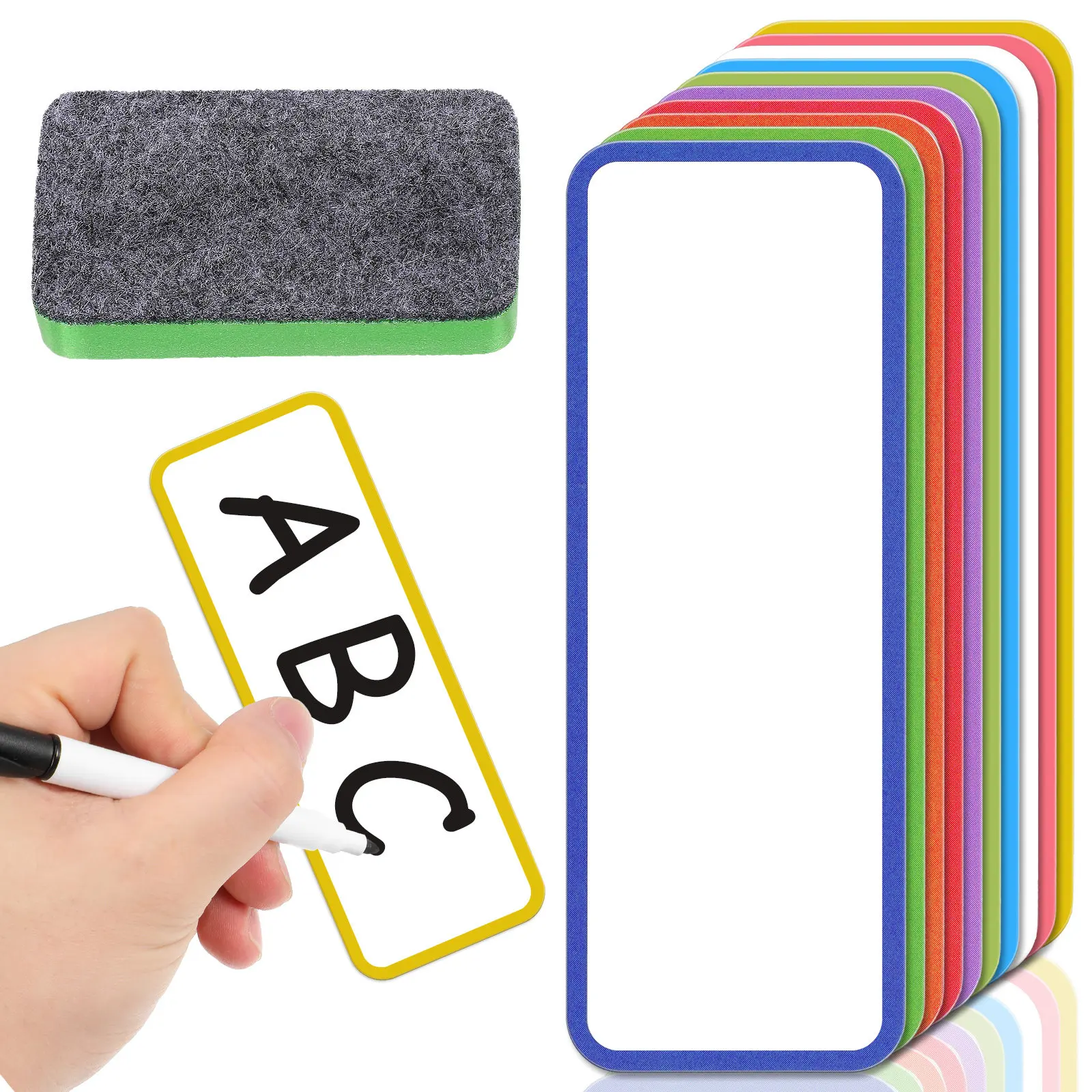 

60Pcs Magnetic Dry Erase Labels Reusable Writable Name Tags for File Cabinets Whiteboards Lockers Classroom Organization
