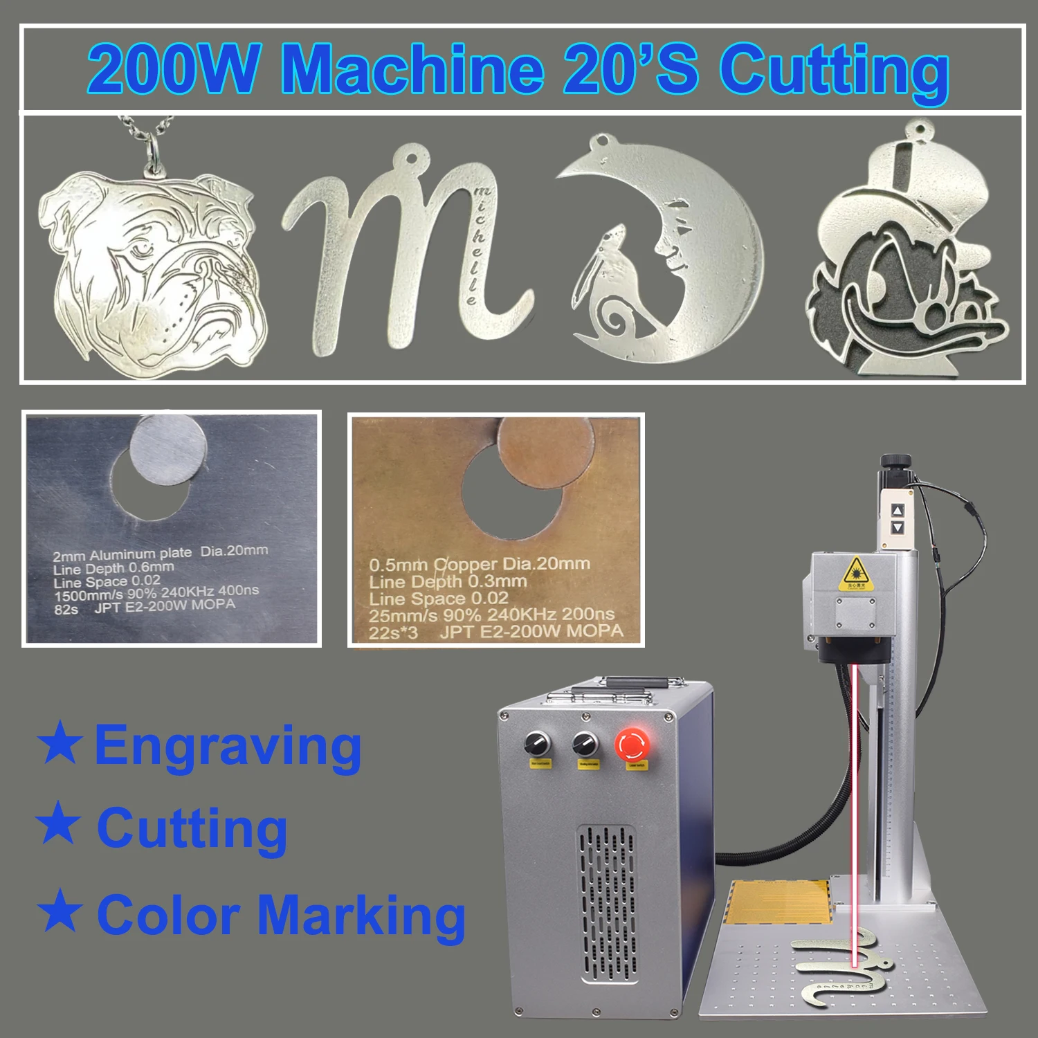 200W JPT Mopa Laser Engraving Machine Fiber Laser Cutting Machine 100W 60W JPT M7 Laser Marking Jewelry Silver Gold All Mental