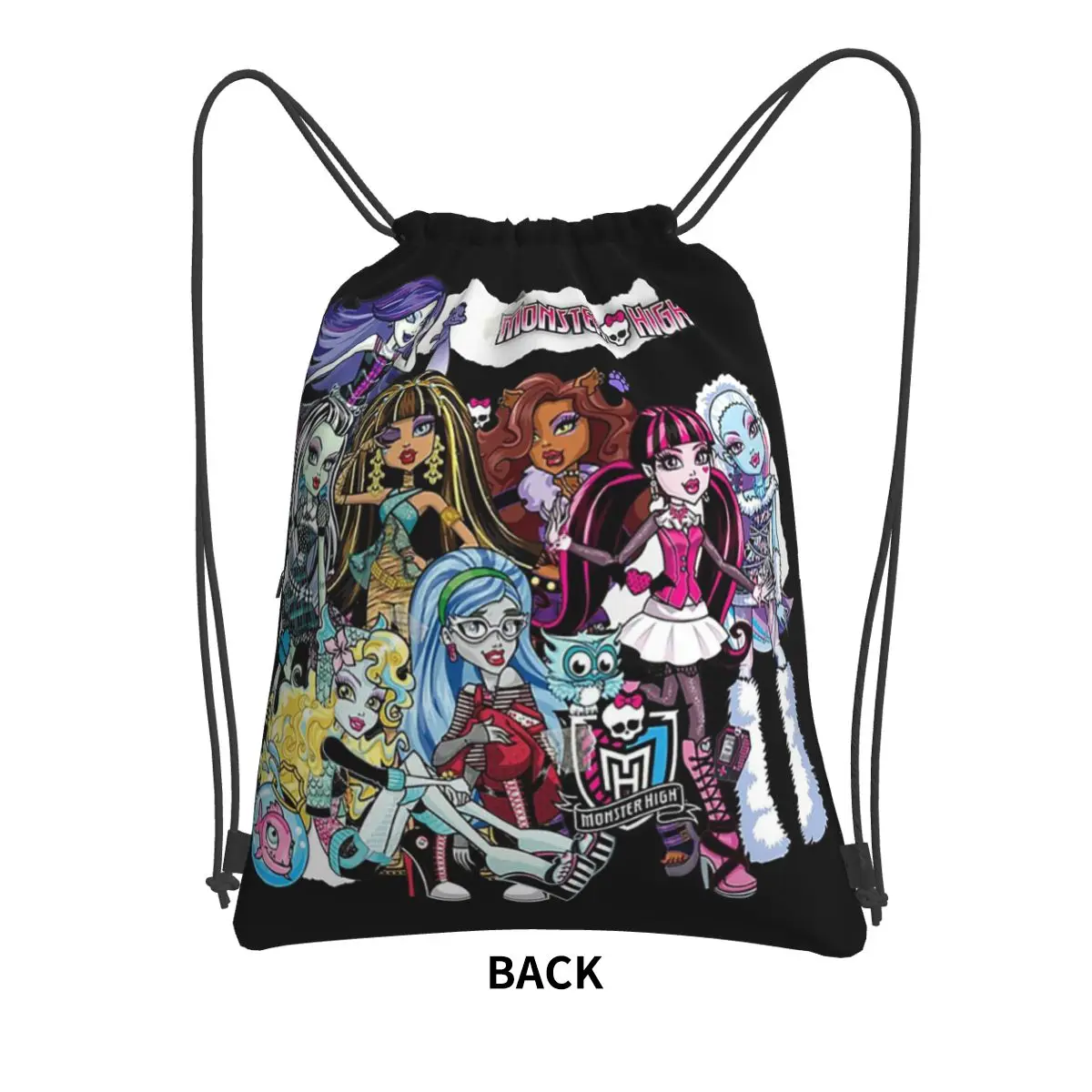 Monster High Doll Pretty Pink Pattern Portable Backpacks Drawstring Bag Drawstring Bundle Pocket Storage Bags For Man Woman