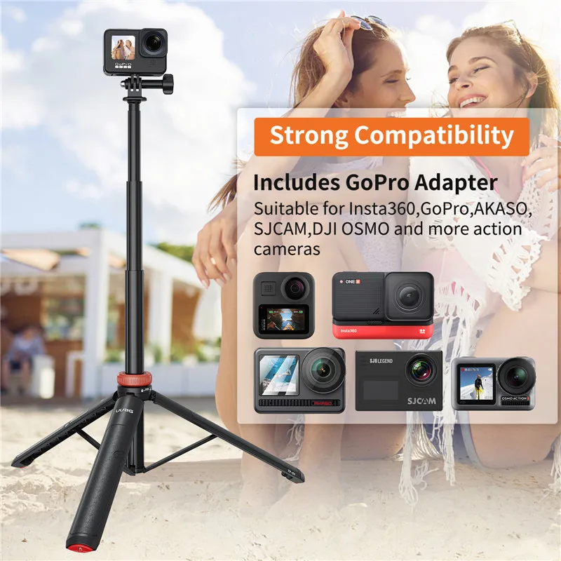 Aluminium verlängern Selfie Stick Stativ Mini tragbare Vlog Stativ für Gopro Held 13 12 11 Osmo Action Insta 360x4x3 Action Kamera – Detail 10