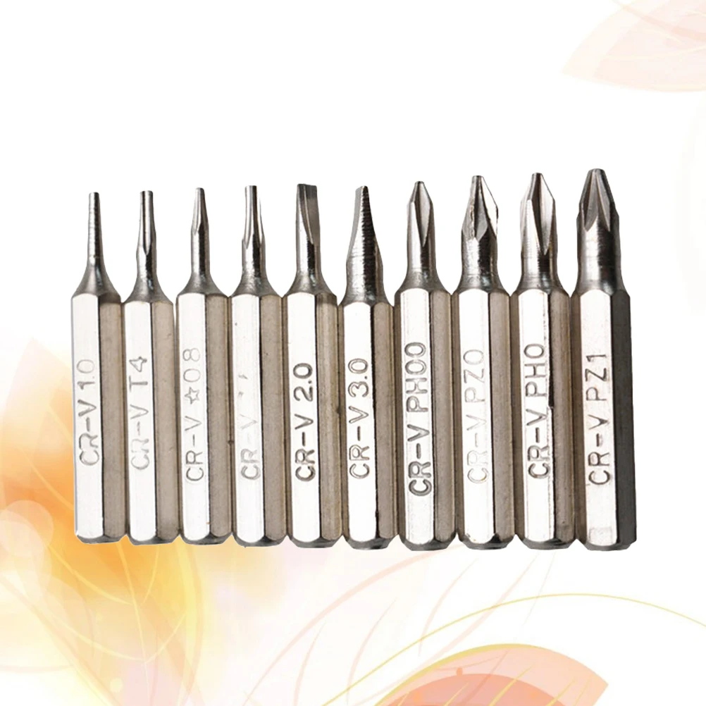 10Pcs Bit Set Professional Wearproof Durable Cross Security Screwdriver Bits Set Practical for Manual Electric Use