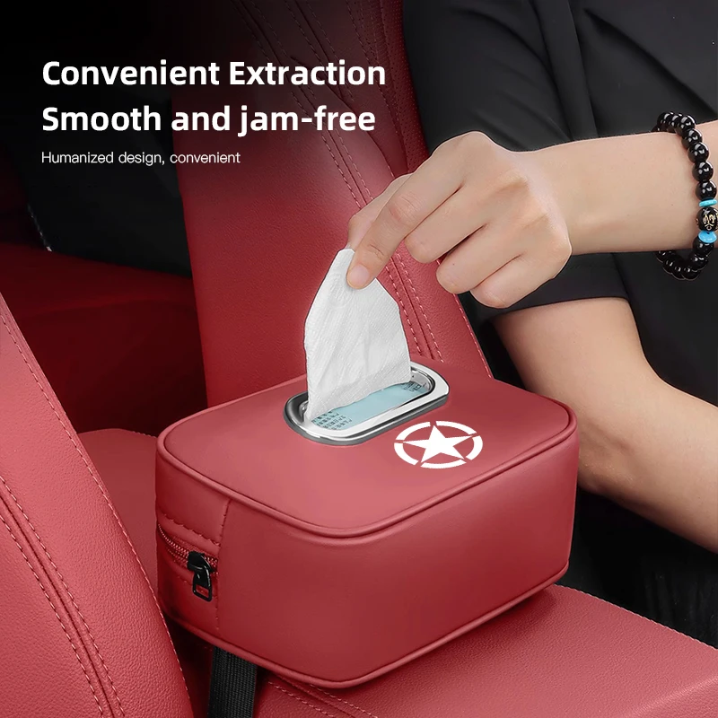 ستوكات الجلود مقعد السيارة الداخلي المحمولة درج الأنسجة صندوق الديكور ل Jeep Renegade البوصلة جراند شيروكي رانجلر-JK