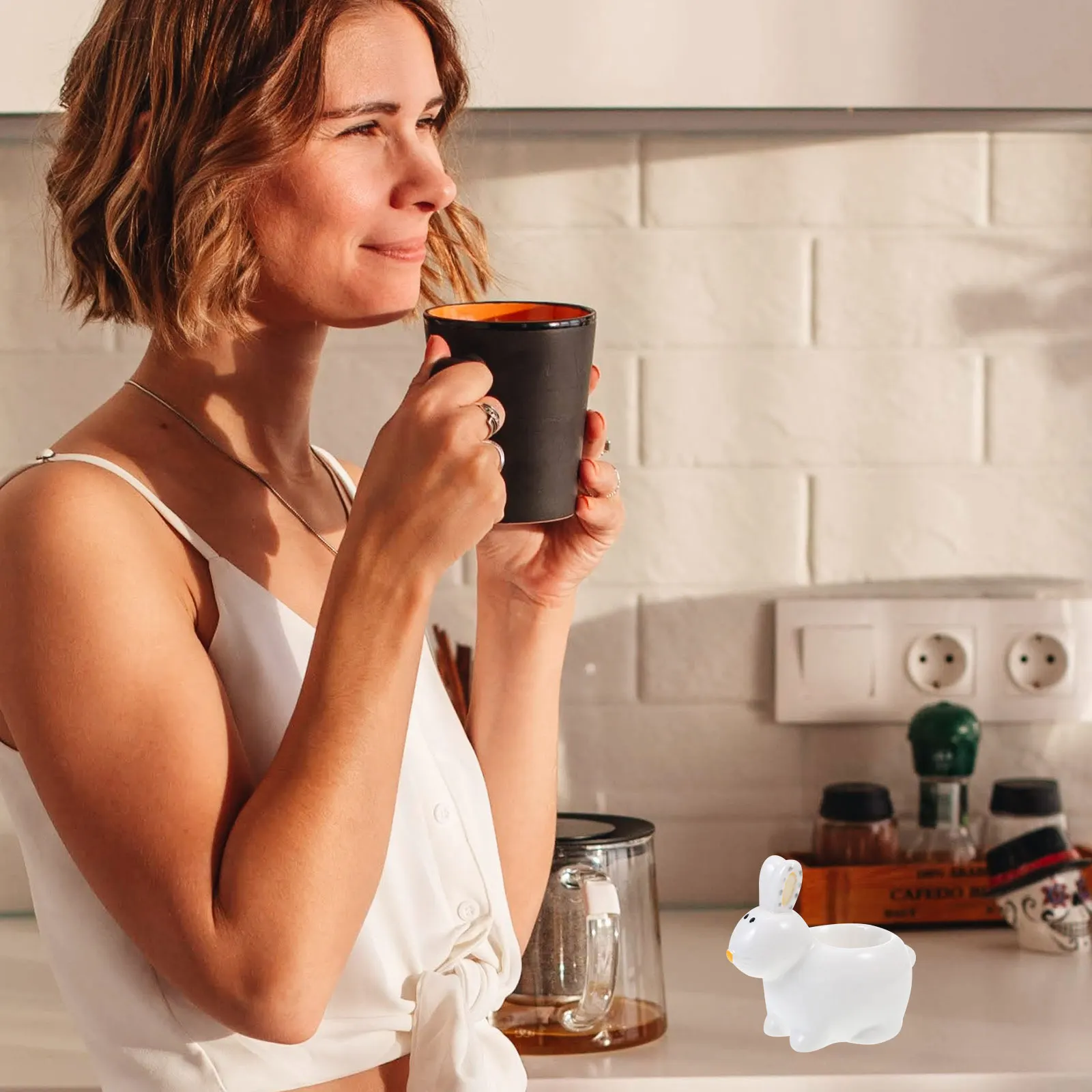 

Decorative Egg Dish Ceramic Boiled Egg Tray Cute Rabbit Design Tableware Plate for Jewelry Storage Breakfast Cup