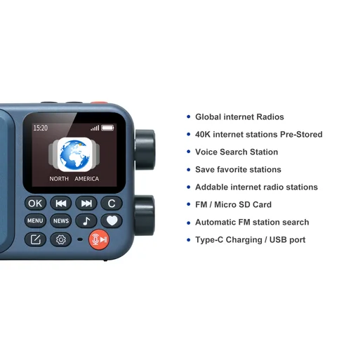 Imagen 2 del producto Choyong A8W Radio de Internet portátil (Versión GLOBAL) con WIFI y 4G FM, tarjeta micro-sd, radio de bolsillo digital todo el mundo, colegio