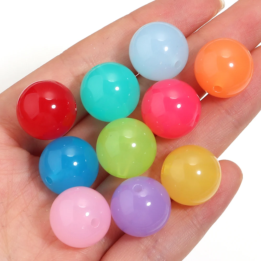 20pcs 16mm Acrylic Beads Candy Color Round Loose Spacer Beads For DIY Jewelry Making Bracelets Necklace Phone Key Chain Findings - view 6