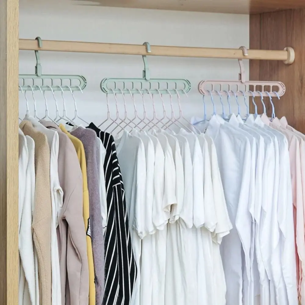 9-Hole Wardrobe Storage Rack Folding Anti-slip Clothes Drying Rack 360 Degree Rotation Multifunctional Foldable Clothes Hanger