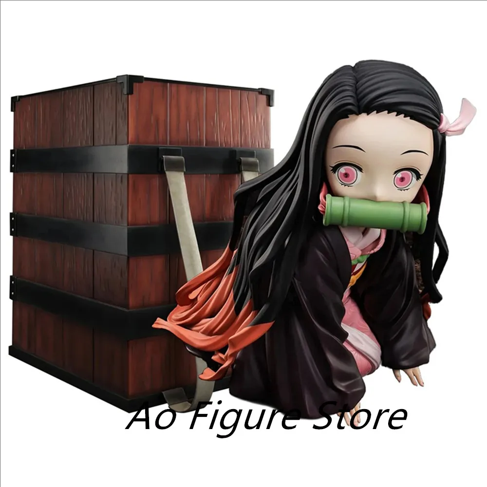 9CM Figurka anime Demon Slayer Kamado Nezuko Kawaii Miniaturowa figurka klęcząca PVC z etui Pudełko na plecak Zabawka na prezent stołowy