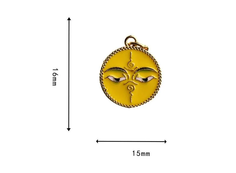 Tibetan Buddha Wisdom Eyes Small Pendant 100% 925 Silver Gold Plated Manjusri Word Good Luck Amulet