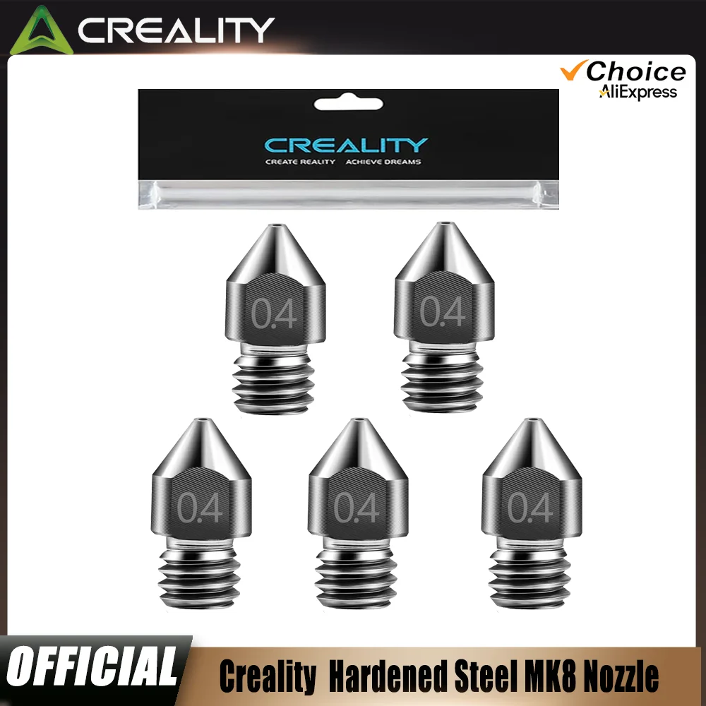 

Creality MK8 Hardened Steel Nozzle for Creality Ender 3/Ender 3 Pro/Ender 3 V2/S1/CR-10 | Upgraded All-Metal 3D Printer Nozzle