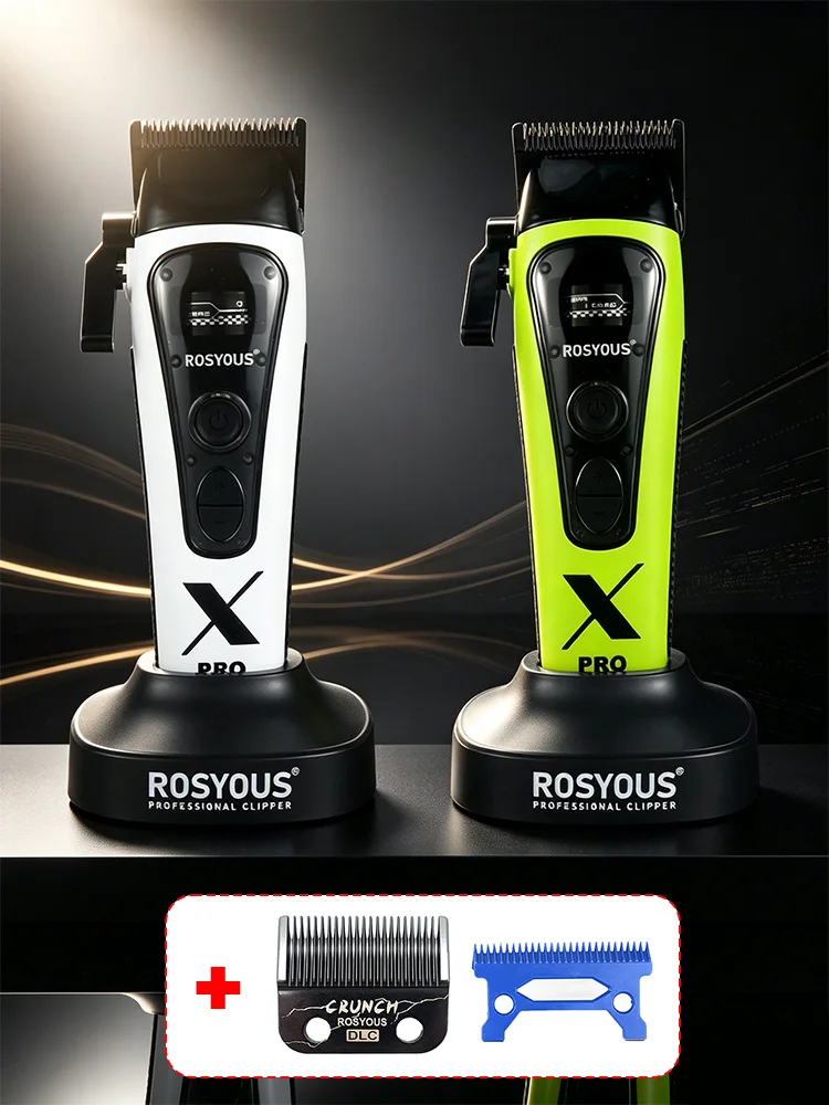 ROSYOUS RS-888C Haarschneidemaschine für Männer 8000RPM DLC-Klinge mit Ladestation Externer Bürstenloser Motor Professionelle Haarschneidemaschine
