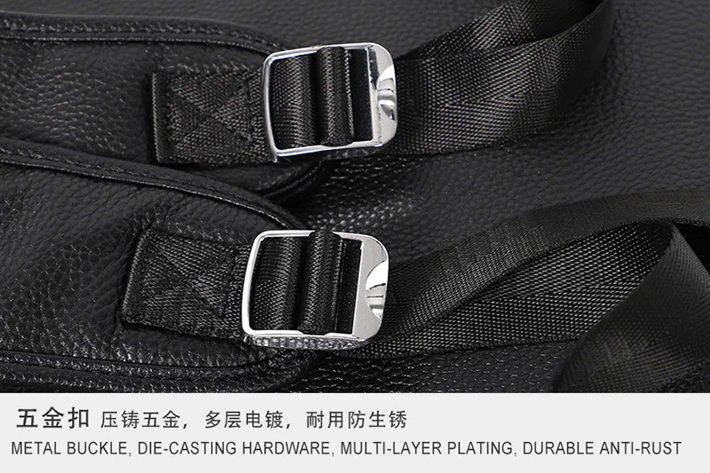NZPJ Leder Herren Rucksack Natürliches Rindsleder Rucksack Mode Reisetasche Koreanische Version Schultasche Computertasche Für 15-Zoll-Laptop – Detail 13