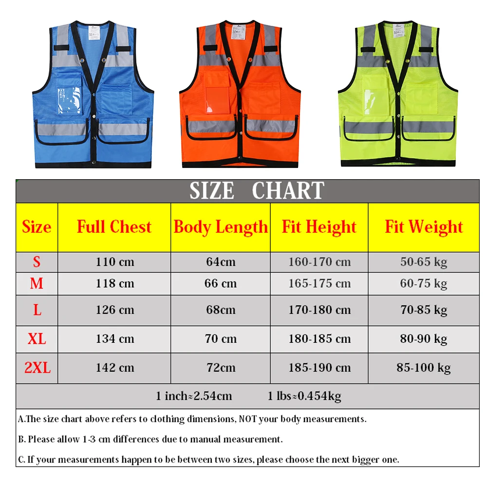 Hi Vis Safety Vest Reflective Surveryor Orange Mesh Safety vest Jacket High visibility work wear