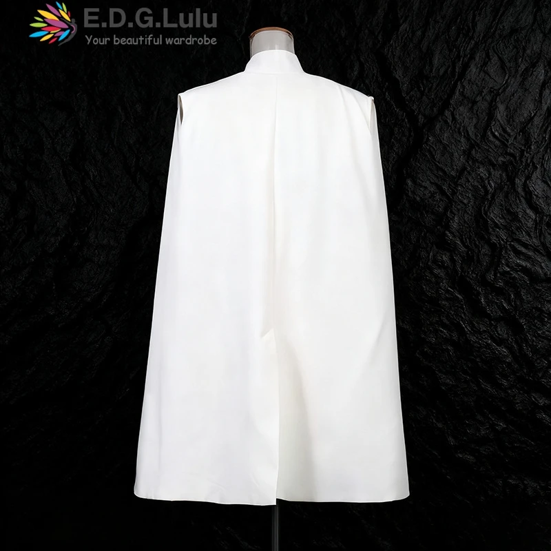 EDGLuLu Women's Clothing Trend 2025 Design Cape Balck White Suit Jacket Fashion Slimm Elegant Party Blazer 1119