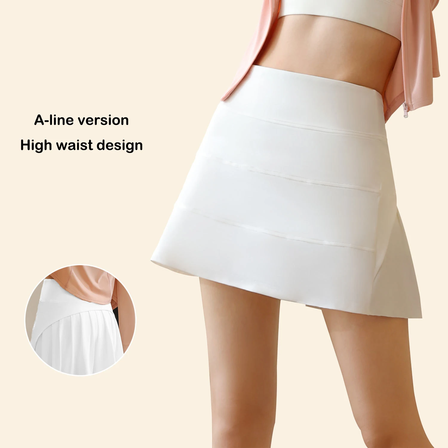 PN&NP Women's Yoga Tennis Skirt High Waist Slimming Sports Training Skirt Two-layer Anti-Exposure Half-length Pleated Skirt