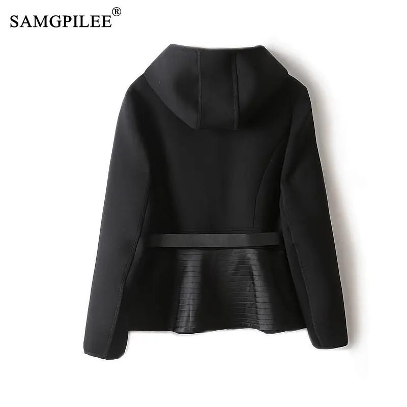 Jacket Women\'s 2024 Autumn Winter New European Retro Waist Stitching Air Cotton Street Style Hooded Slim Short Statue Outer Tops