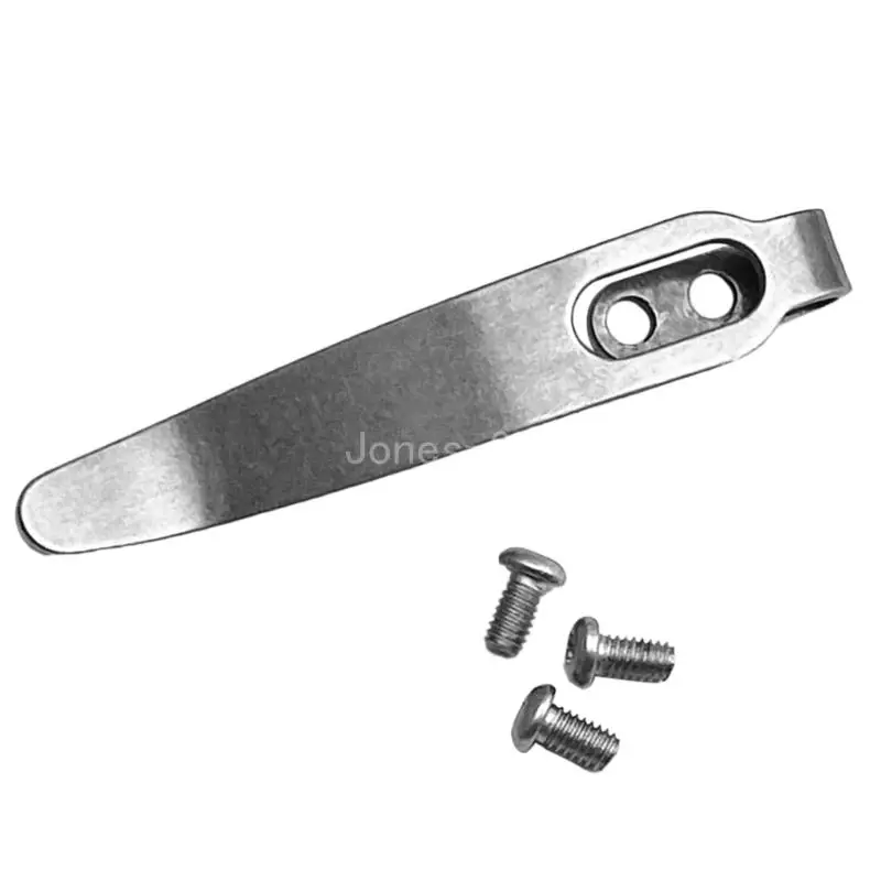 Q6PE 1Set 420 Stainless Steel Knife Back Clip Pocket Clamp with Screws Folding Knife Grip DIY Making Accessories Parts M 2.5