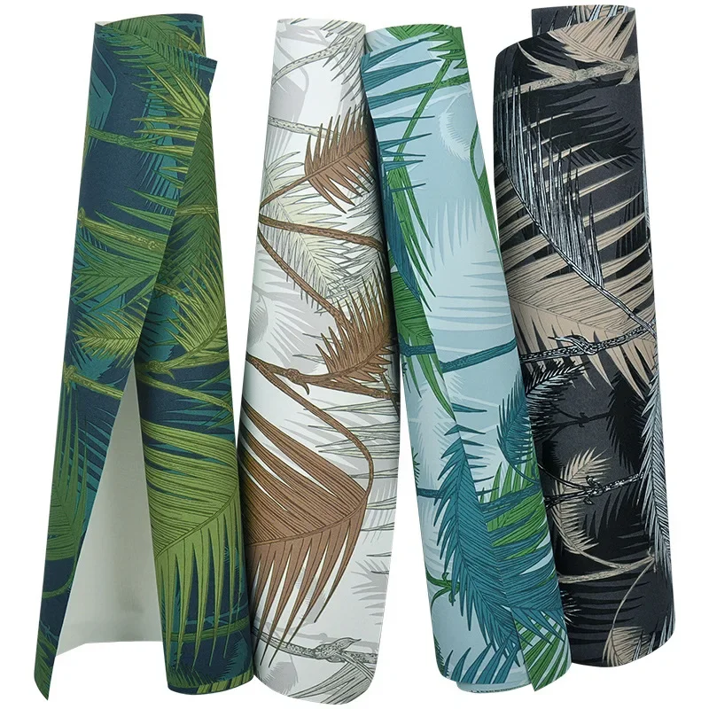 Nordic Wind Green Wallpaper Southeast Asia Plantain Leaf Rainforest Living Room Restaurant Hotel Background Wallpape