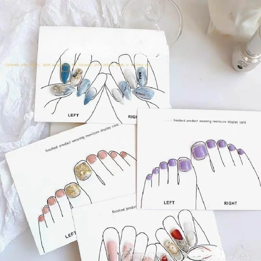 5szt Press on Nail Display Card Hand Foot Practice Painting Manicure Studio Photo Prop Card Nail Color Show for Customer Tools