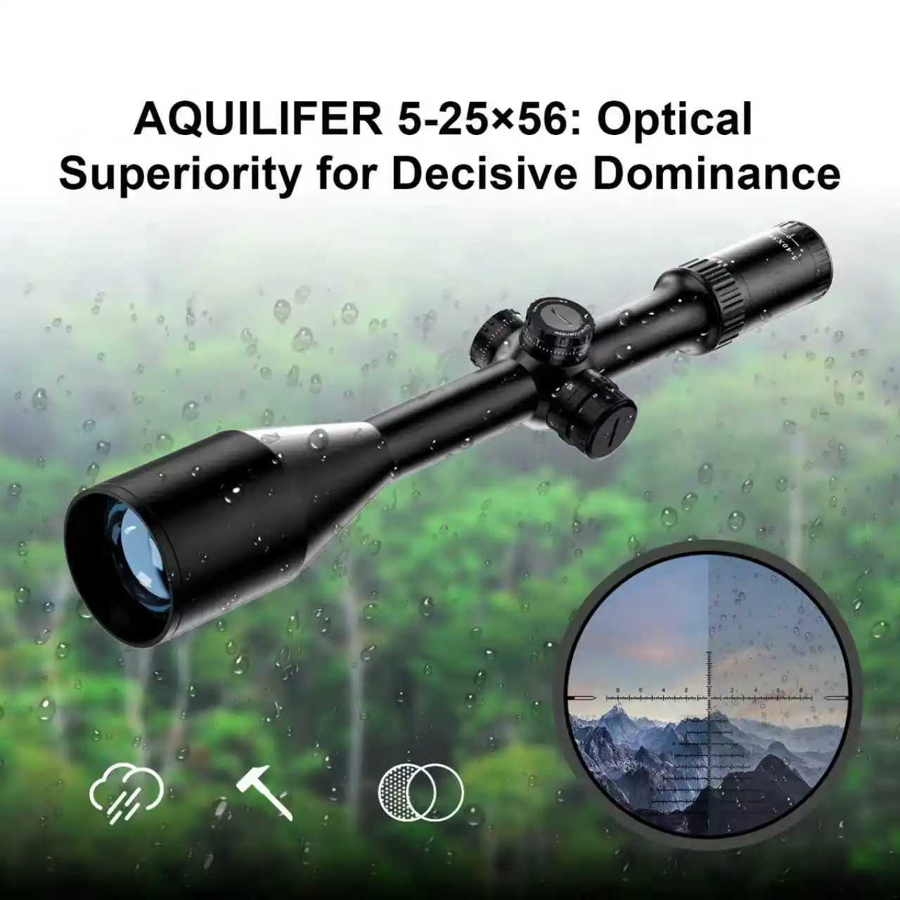 Aquilifer EP 5-25x56 FFP Rifle Scope, Christmas Tree Reticle, MIL Turrets, Side Focus, 11-Level Illumination, Waterproof Outdoor