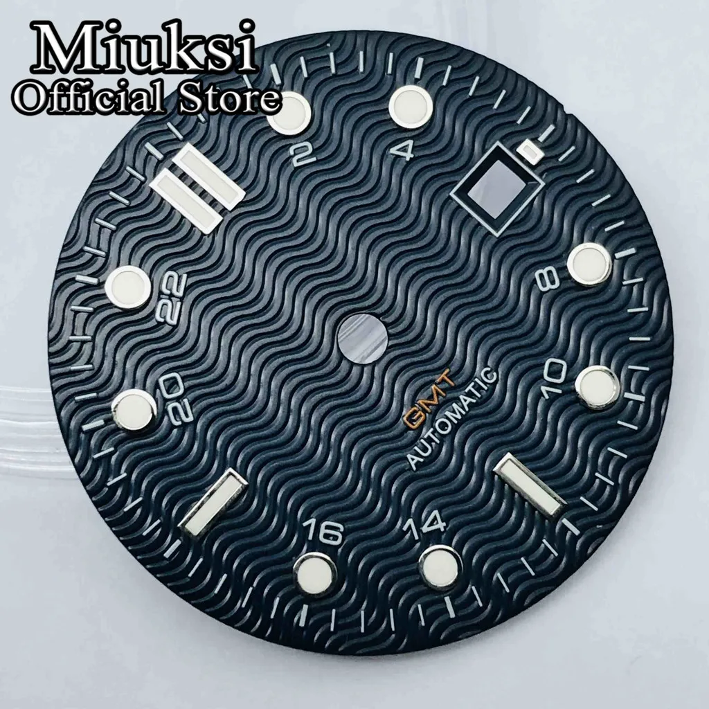 Miuksi 31mm black blue white watch dial luminous fit NH34 NH35 ETA2824 2836 Mingzhu DG2813 3804 Miyota 8205 8215 821A movement