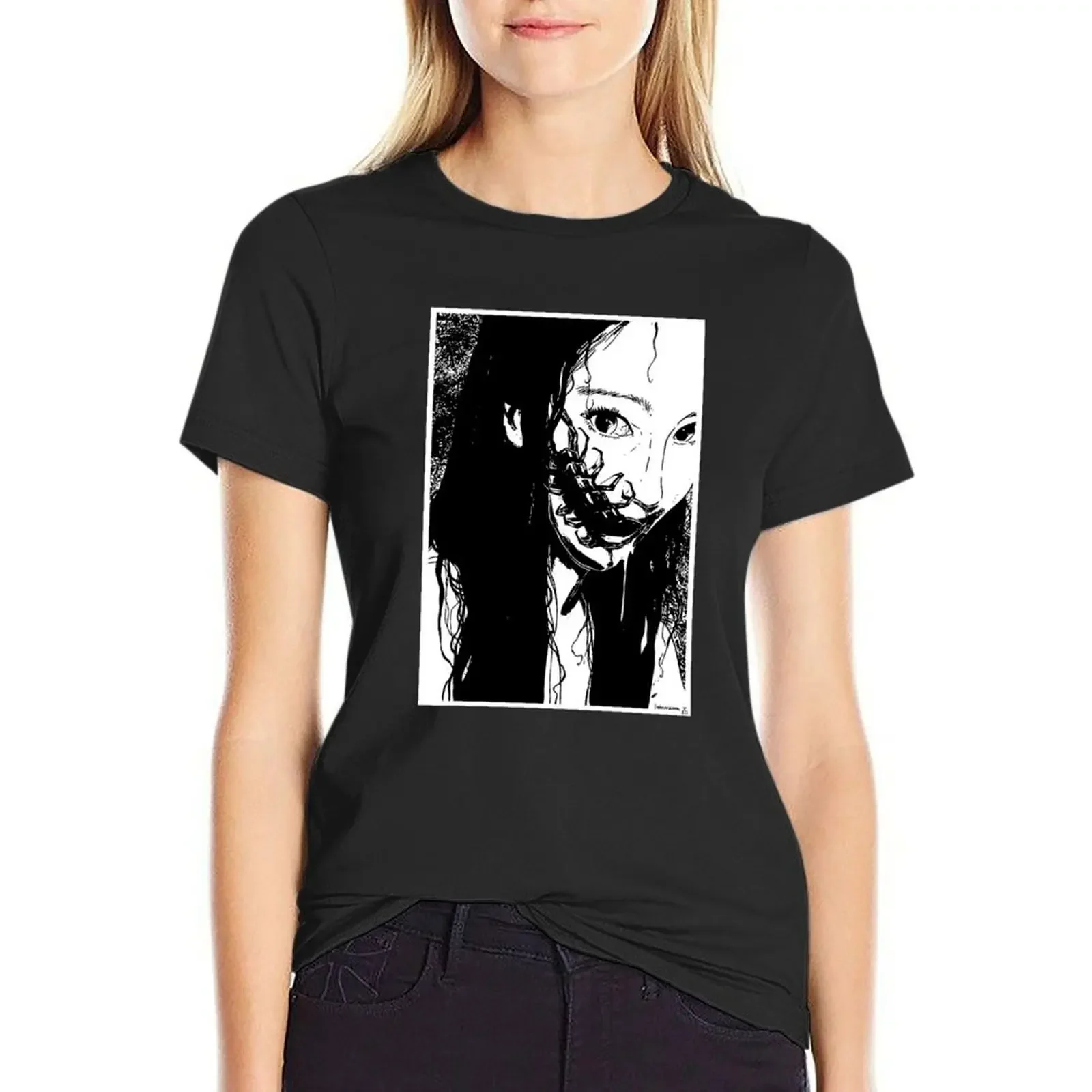 

Traditional Japanese Horror Woman T-Shirt tees animal prinfor kawaii clothes t shirt for Women