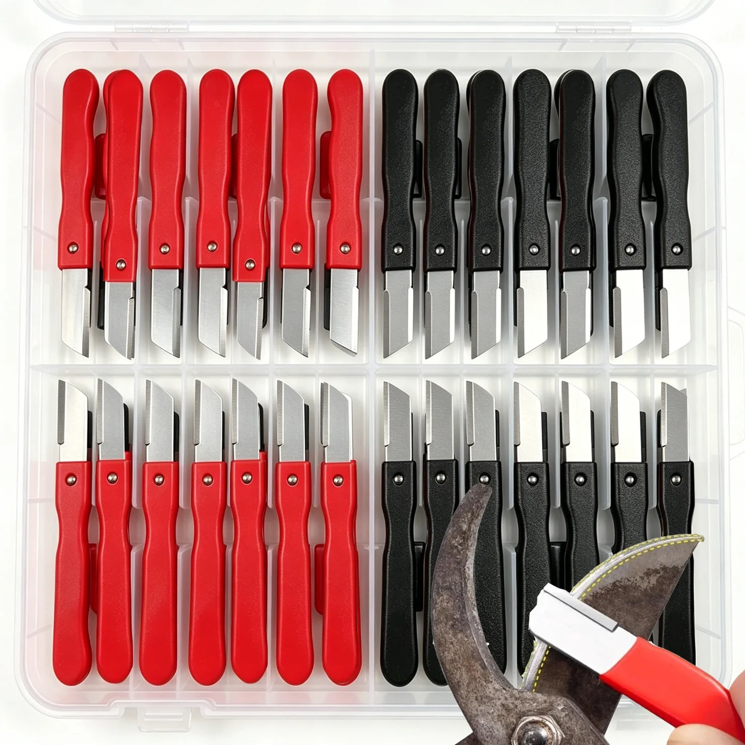 Aiguiseur de couteaux en métal, pierre à aiguiser manuelle pour cisailles de jardin et ciseaux, avec couvercle, mini aiguiseur de couteaux portable, pierre à aiguiser