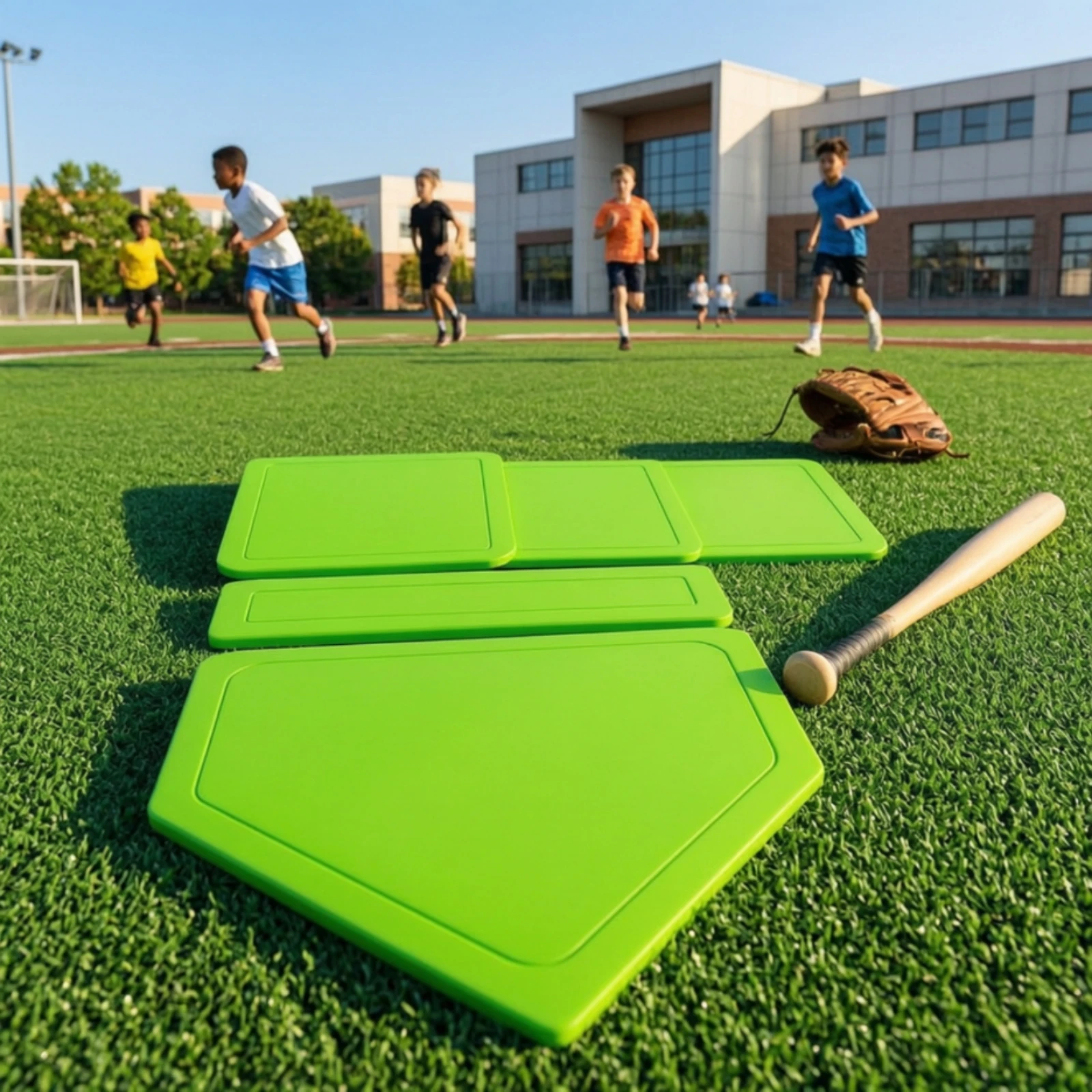 5 Pieces Rubber Bases with Pitcher's Plate Flat Base Set with Base Plate Throw-down Bases Sturdy Sports Equipment Easy to Carry