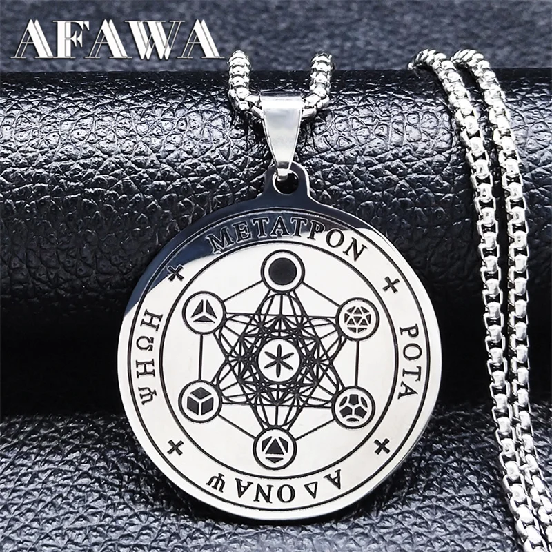 Stainless Steel Judaism Menorah Archangel Metatron Flower of Life Necklace Sacred Geometry Necklaces Jewelry collar N3662S02