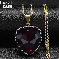 Gothic Punk Red Heart Victorian Pendant Necklace for Women Stainless Steel Red Glass Hearts Choker Necklaces Kpop Jewelry NP32S0