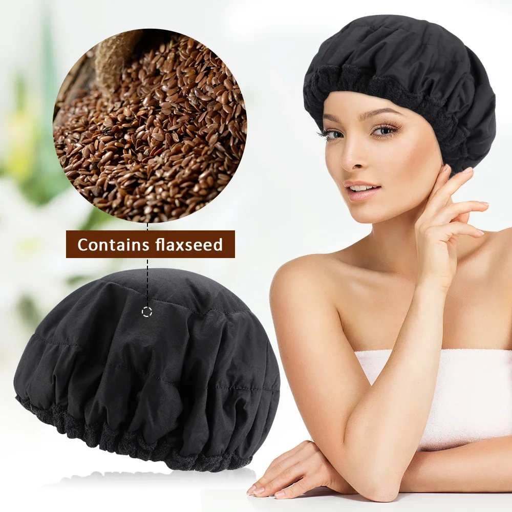 Flaxseed Hair Care Cap Heating Steaming Microwave Hair Dryers Nourishing Hair Oiling Cap Thermal for Home SPA Women Hair Care