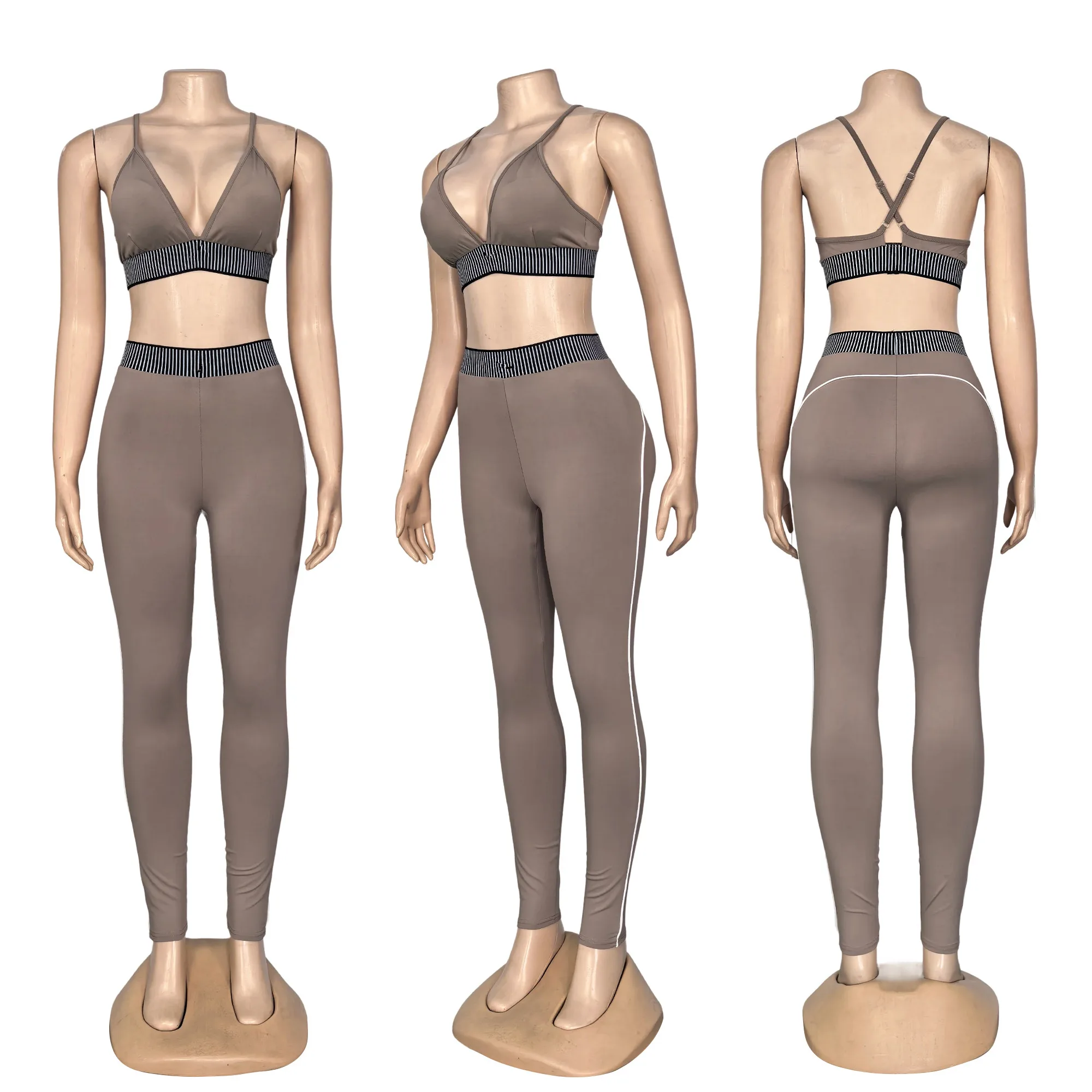 Q6353 Sensual Bra Pads Push-Up Sports Bra High-Waisted Hip-Lifting Abdominal Yoga Set