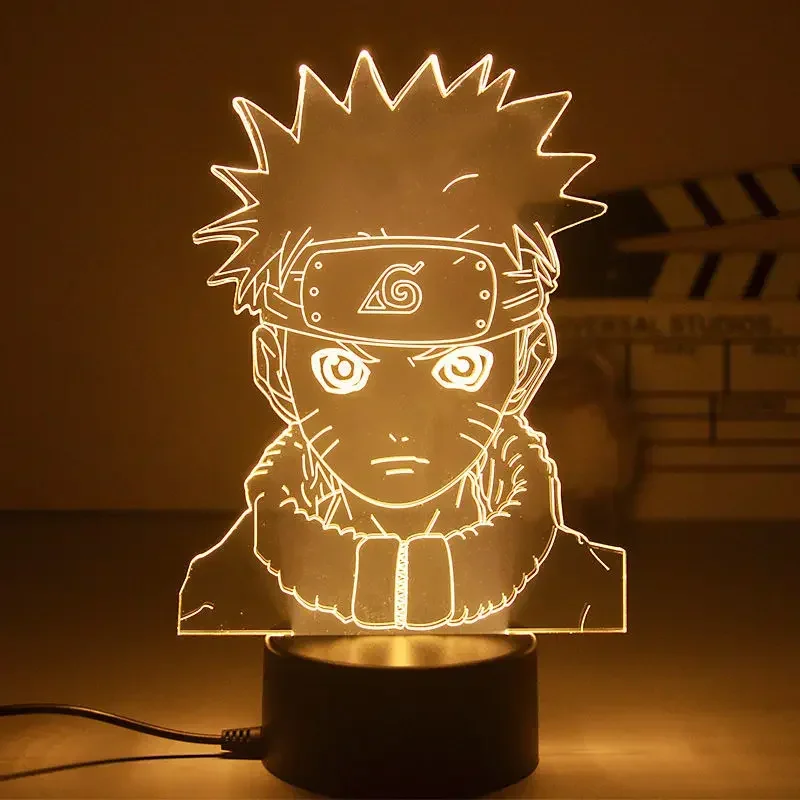 Naruto Uzumaki 3D Night Light Anime Figure Sasuke Table Lamp Bedroom Bedside LED Light Room Decoration Kids Action Toy Gifts