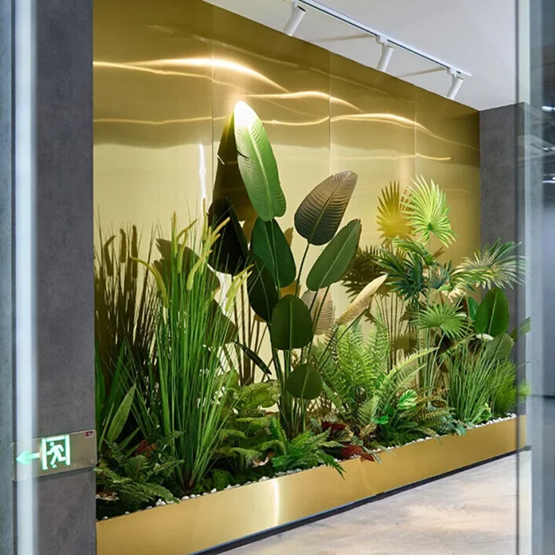

Large indoor window display simulation green plant landscaping office