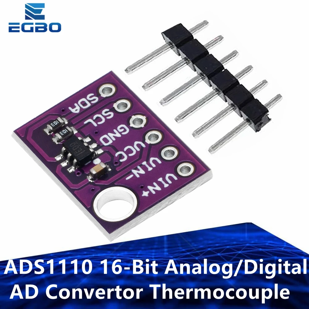 ‌ADS1110 16-Bit ADC | Precision Thermocouple Temperature Sensor Module with I2C Interface, 2.7-5.5V