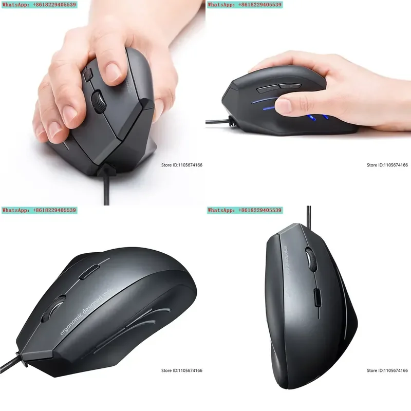 SANWA wired mouse vertical grip game mouse Blu-ray LED 5-button ERG7
