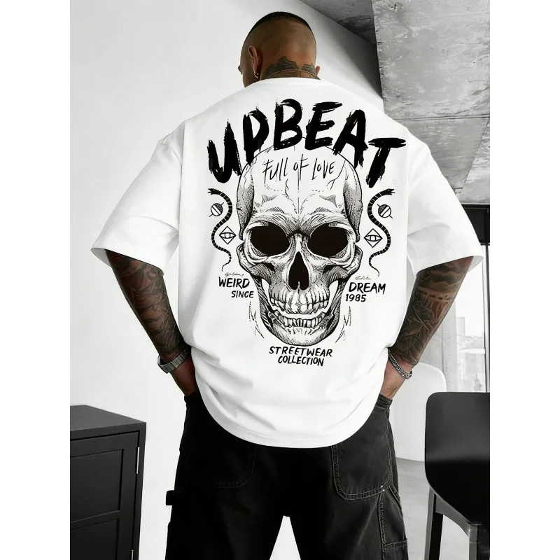 

Мужская футболка с принтом в стиле Dark Skeleton Punk Motorcycle Rock Gothic American, хлопковая, свободного кроя, с коротким рукавом