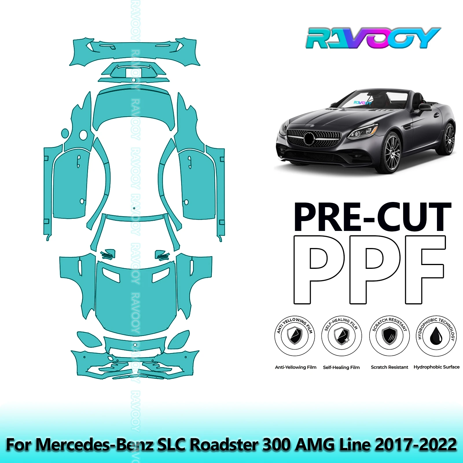 

Full Vehicle Clear Bra Precut PPF Paint Protection Film For Mercedes-Benz SLC Roadster 300 AMG Line 2017-2022