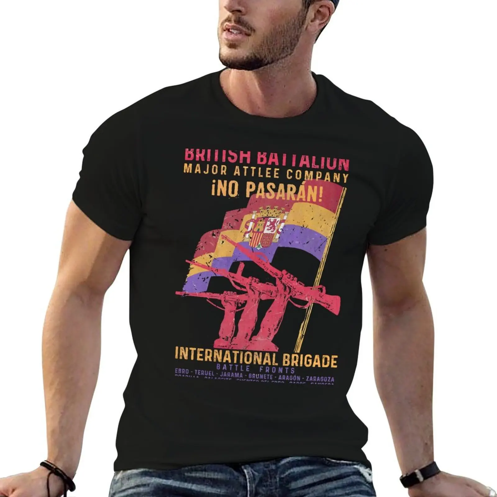

British Battalion - No Pasaran V02 T-Shirt t shirts cotton 100% t shirts for man graphic funny T-Shirt