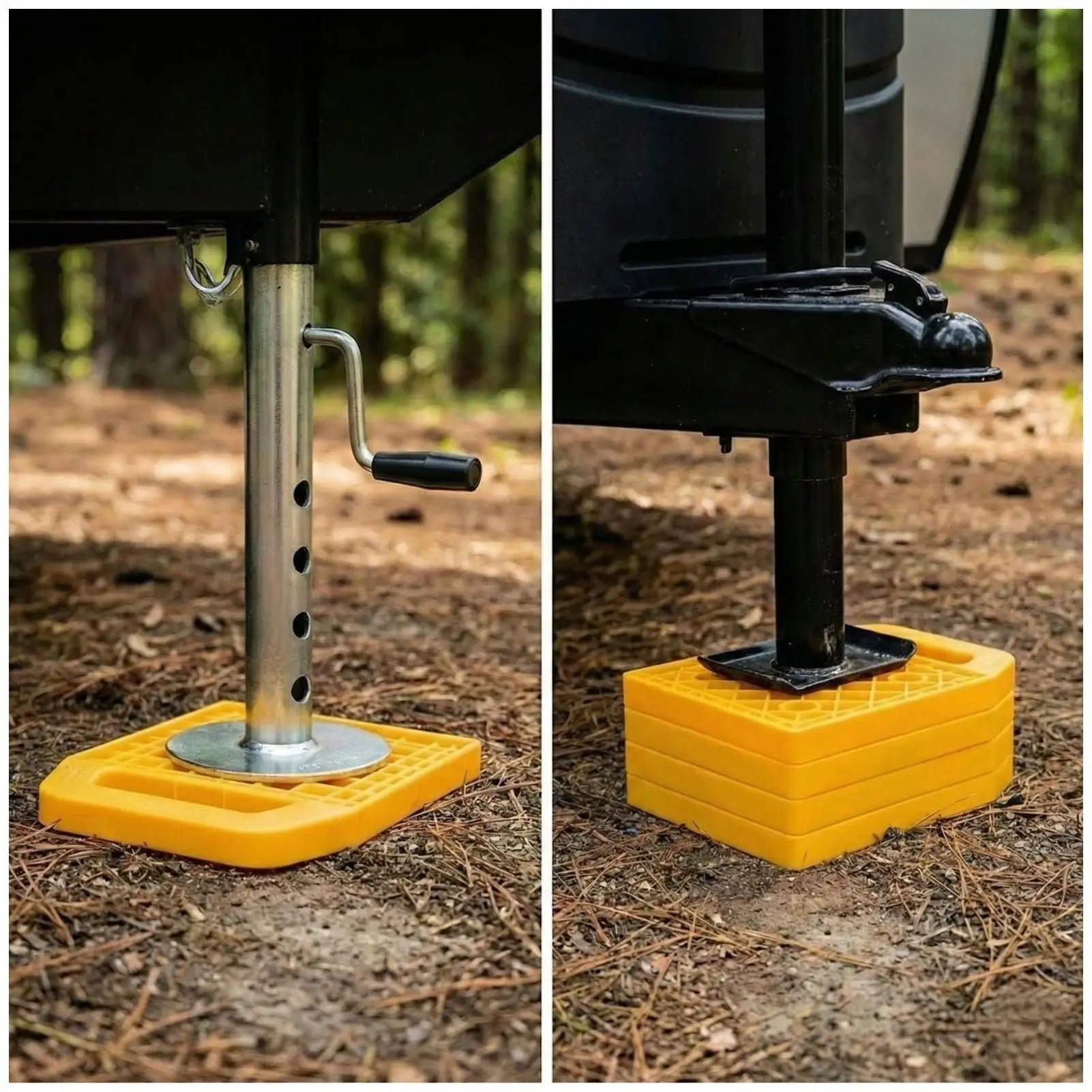 Rv Jack Pads 4 Pieces Anti-Slip Stable Support Stabilizer Block Stabilizing Outrigger Pads For Rv For Crane Trailer Tow Truck
