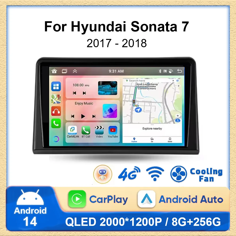

Android 14 wifi+4G Carplay Auto Car Radio For Hyundai Sonata 7 LF 2017 - 2020 Navigation GPS Video Player Stereo Multimedia
