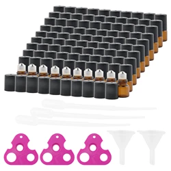 100pcs 1ml 2ml 3ml Amber Thin Glass Roll on Bottle Sample Test Essential Oil Vials with Roller Metal Ball Makeup Tools