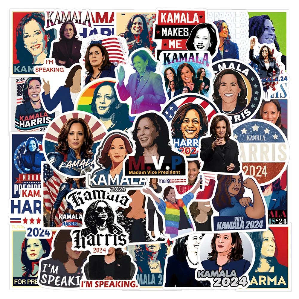 

10/30/55pcs Funny 2024 Kamala Harris Stickers Graffiti Decals Stationery Notebook Luggage Diary Car Cool Decoration Sticker Pack