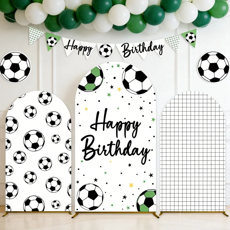 Soccer Theme Arch Cover Backdrop Football Field Pattern Design For Kids Sports Birthday Party Photo Booth Decoration Backgrounds