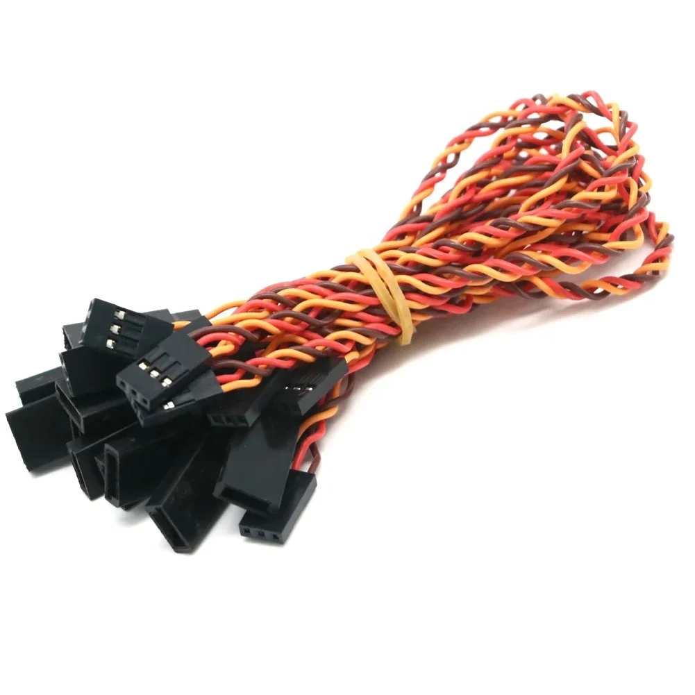 100PCS Male Female Futaba JR 22AWG 200mm 250mm Anti-Interference Twisted Cable Servo Extension Wire For RC Airplanes Drones Part