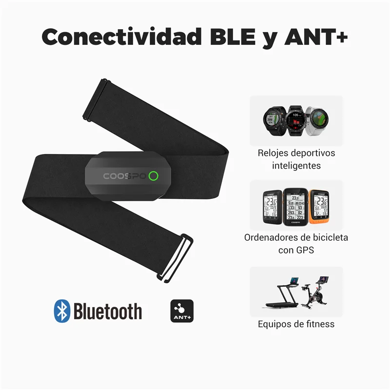 COOSPO H808S HR Sensor: ANT+ & Bluetooth Chest Strap, Compatible with Wahoo Garmin Zwift