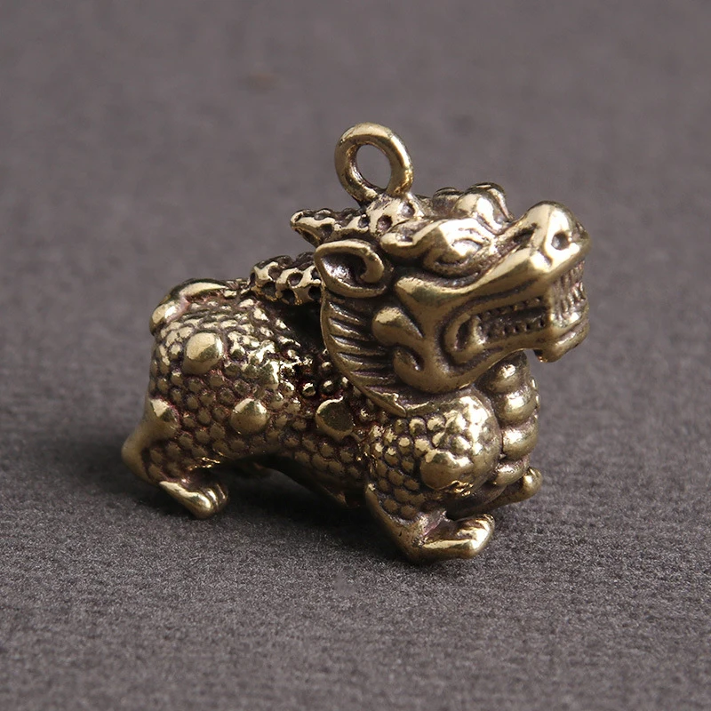 Chinese Auspicious Beast Statue Bronze Figurine Ornaments Antique Copper Mythical Animal Miniature Home Decor Crafts Collection