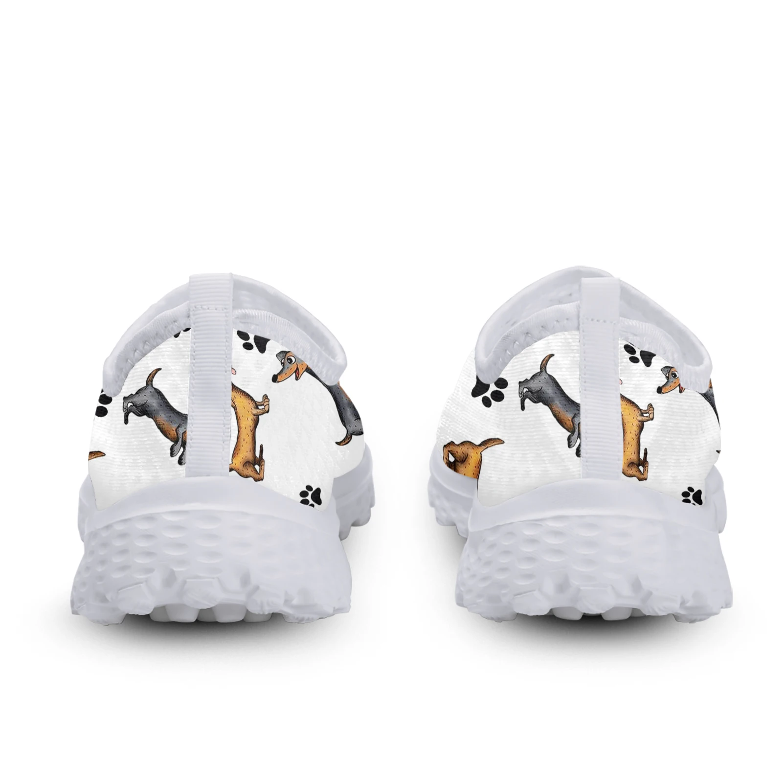 INSTANTARTS Cartoon Dachshund Dog Paw Print Cozy Home Shoes Dachshund Design Ladies Summer Comfortable Breathable Flat Shoes