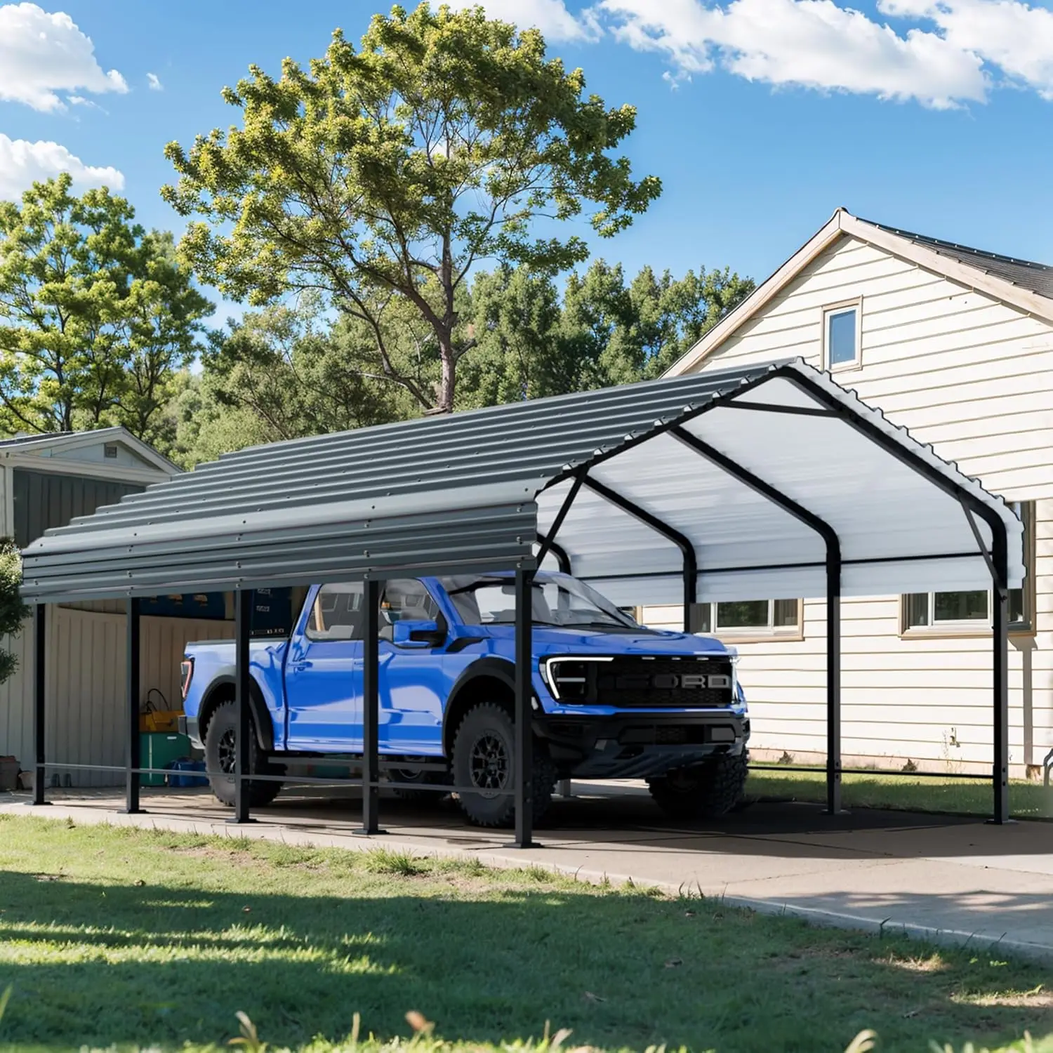 

SUNLEI 12X20 FT Carport, Heavy Duty Carport Canopy with Galvanized Steel Roof and Frame, Metal Carport Upgraded Extra Large