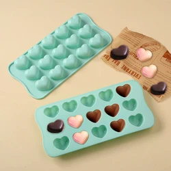 1PC 15 hole Three-dimensional Heart-shaped Chocolate Silicone Mold Ice Grid Mold Mousse Soft Candy Baking Mold