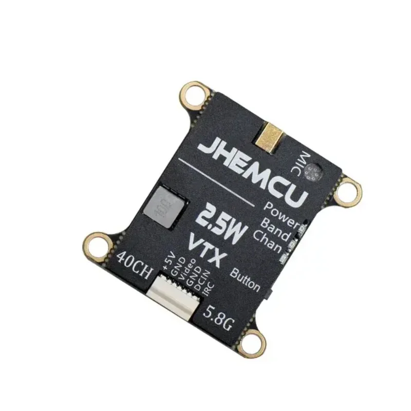 JHEMCU 2.5W VTX 5.8G 40CH Adjustable FPV Transmitter Built-in Microphone Heat Sink 2-6S 30X30mm